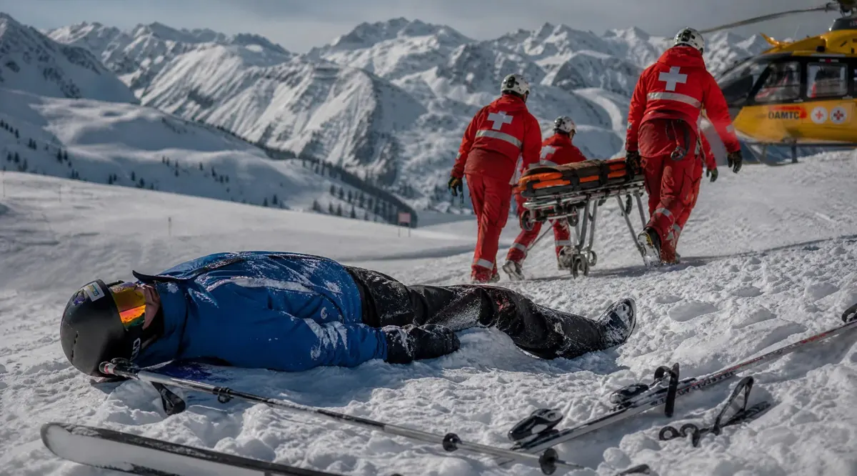 Accident la schi și echipa de salvare