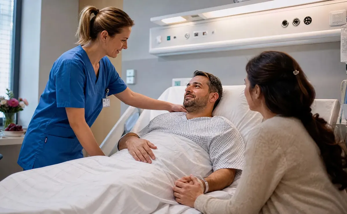 Pacientă în recuperare la spital